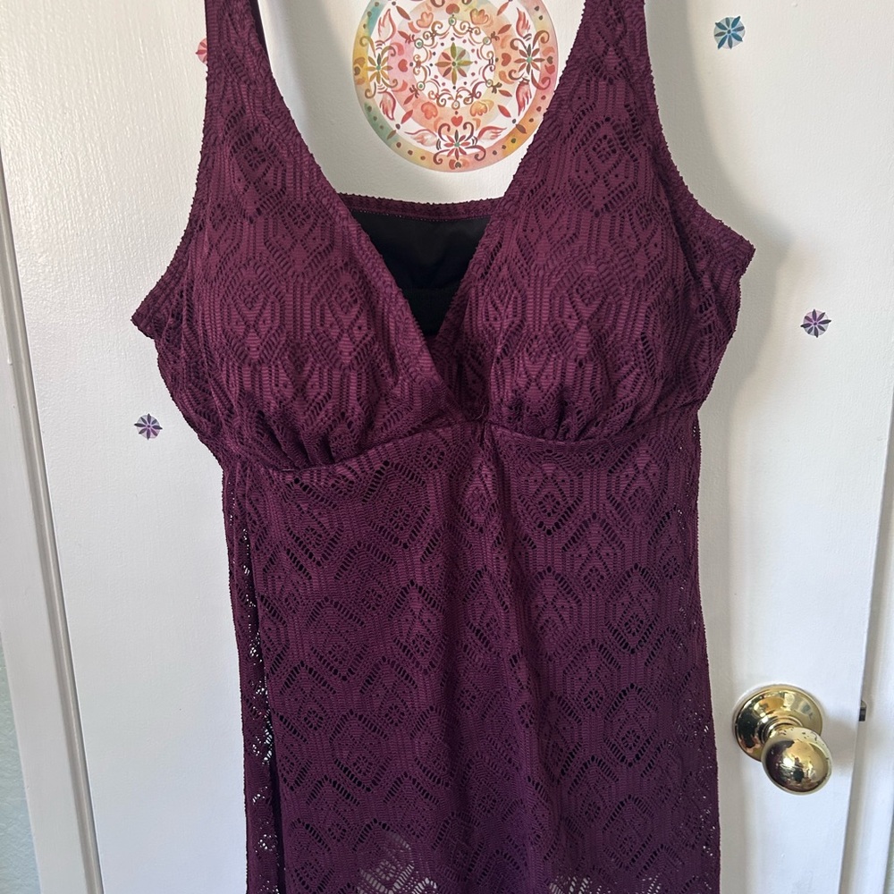 Swimsuits For All burgundy swim dress